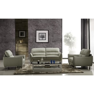 Ensemble composé d'un canapé 3 places, d'un canapé 2 places et d'un fauteuil, en cuir italien buffle RIVOLI, gris clair pastel e