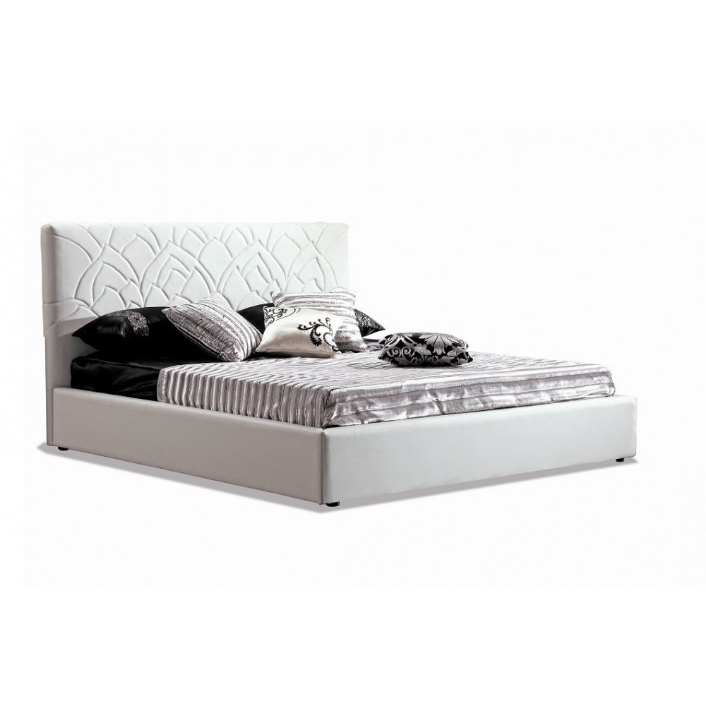 Lit en cuir italien de luxe TRENDY, blanc, 140x190