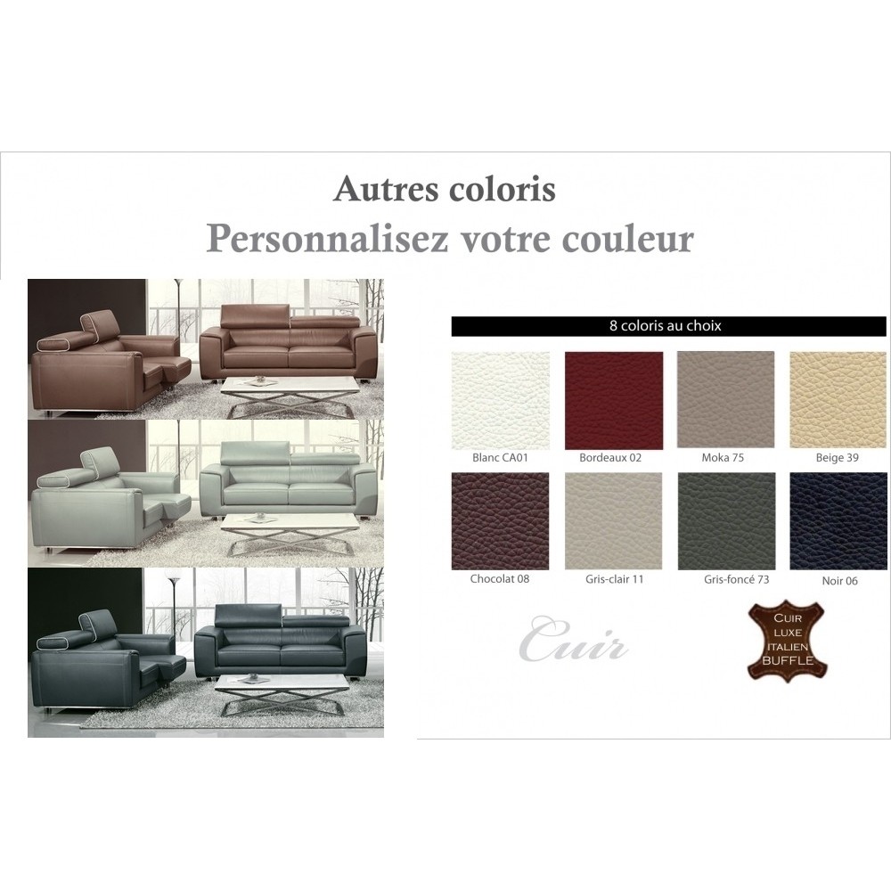 Ensemble Canapé 3 places et 2 places en cuir italien buffle MILANO, couleurs personnalisées Ensemble Canapé 3 places et 2 places en cuir italien buffle MILANO, couleurs personnalisées