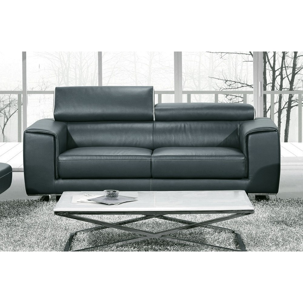 Canapé 3 places en cuir italien buffle MILANO, gris foncé avec liseret blanc Canapé 3 places en cuir italien buffle MILANO, gris foncé avec liseret blanc