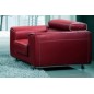 Fauteuil 1 place en cuir italien buffle MILANO, bordeaux avec liseret blanc