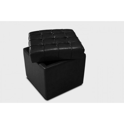 Pouf-coffre de rangement de qualité supérieure CAPITO, noir