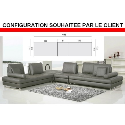 Solde de paiement commande , Canapé droit (et non en angle) en cuir buffle italien de luxe PENTHOUSE sur mesure, personnalisée s