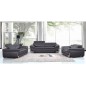 Ensemble Canapé 3 places et 2 places et fauteuil 1 place en cuir italien buffle ITALINA, noir avec surpiqure blanche Ensemble Canapé 3 places et 2 places et fauteuil 1 place en cuir italien buffle ITALINA, noir avec surpiqure blanche
