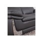 Ensemble Canapé 3 places et 2 places et fauteuil 1 place en cuir italien buffle ITALINA, noir avec surpiqure blanche Ensemble Canapé 3 places et 2 places et fauteuil 1 place en cuir italien buffle ITALINA, noir avec surpiqure blanche