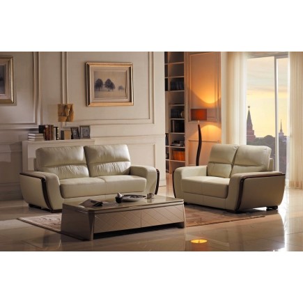Ensemble Canapé 3 places et 2 places en cuir italien buffle RAVENA, beige