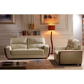 Ensemble Canapé 3 places et 2 places en cuir italien buffle RAVENA, beige