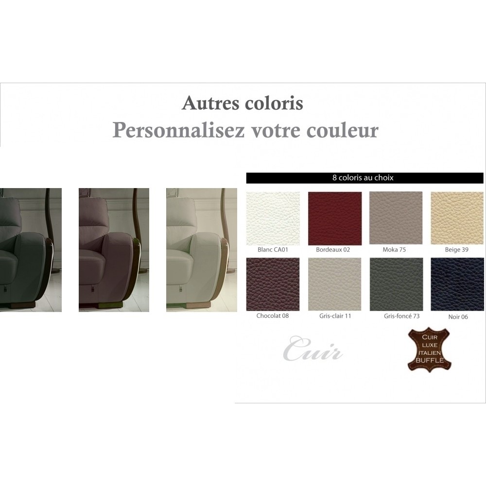 Canapé 3 places en cuir italien buffle RAVENA, couleur personnalisée Canapé 3 places en cuir italien buffle RAVENA, couleur personnalisée