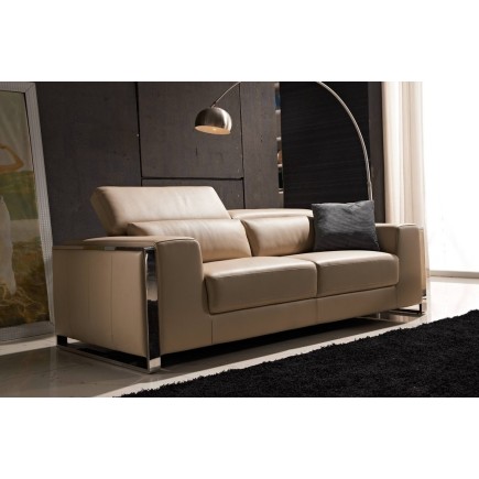 Canapé 3 places en cuir italien buffle LUXY, beige