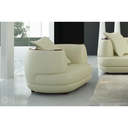 Fauteuil 1 place en cuir italien RICHMOND, écru