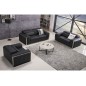 Ensemble Canapé 3 places et 2 places et fauteuil 1 place en cuir italien buffle LUXY, noir Ensemble Canapé 3 places et 2 places et fauteuil 1 place en cuir italien buffle LUXY, noir