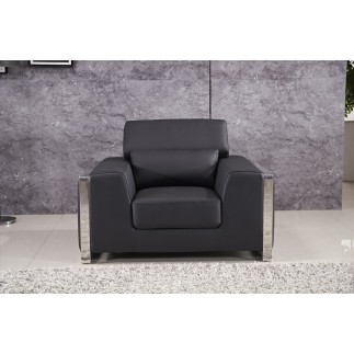 Ensemble Canapé 3 places et 2 places et fauteuil 1 place en cuir italien buffle LUXY, noir