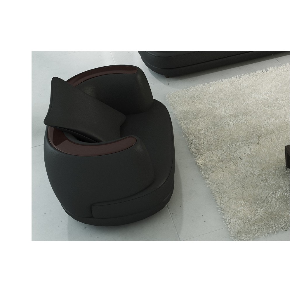 Fauteuil 1 place en cuir italien RICHMOND, noir Fauteuil 1 place en cuir italien RICHMOND, noir