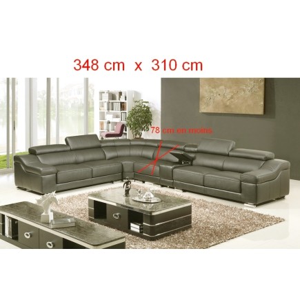 Acompte 1er paiement commande Canapé d'angle en cuir buffle italien de luxe 7 places LONDRES UNE ASSISE EN MOINS SUR LA LONGUEUR