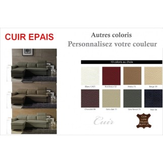 1er paiement commande , Canapé d'angle convertible en cuir epais buffle italien 5 places, allure, cuir epais, couleur noire, ang