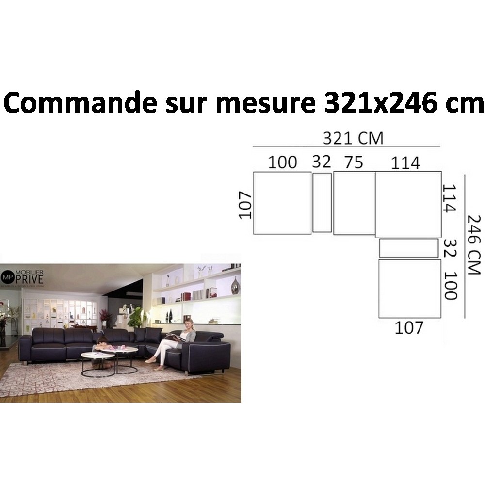 1er paiement de la commande , Canapé d'angle relax fabrication speciale personnalisee sur mesure cuir buffle italien de luxe, 2
