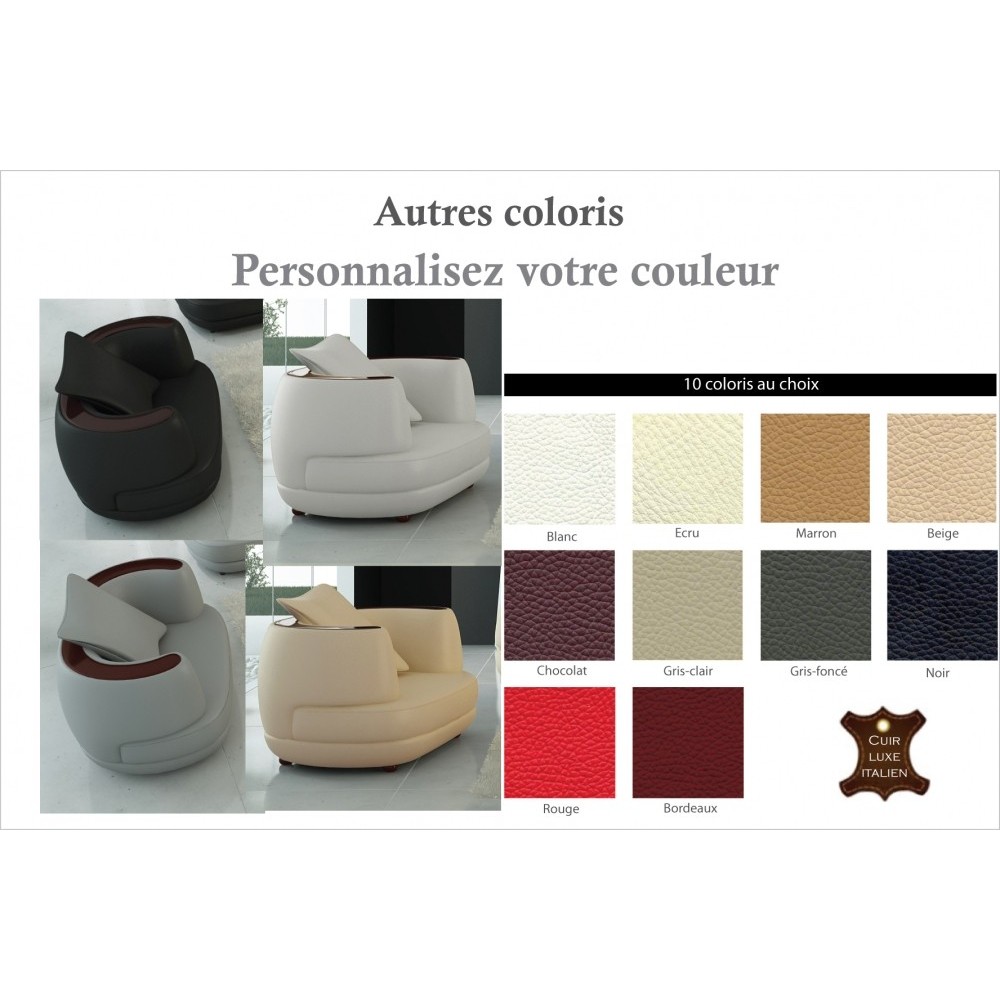Fauteuil 1 place en cuir italien RICHMOND, personnalisé