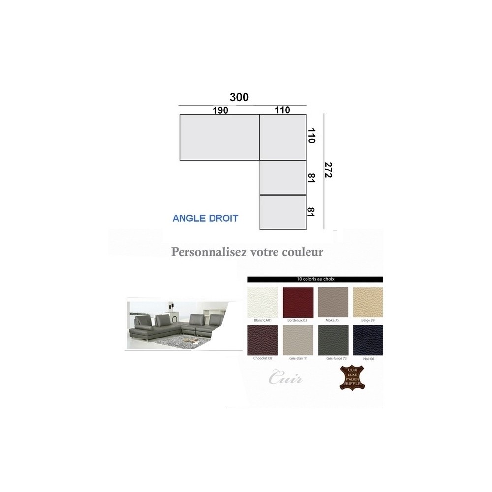 Acompte de la commande Canapé d'angle en cuir buffle italien de luxe PENTHOUSE, sur mesure personnalisé sur demande du client 30