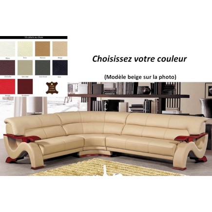 - Canapé d'angle PIANA en cuir Prestige haut de gamme italien, Casanoti, angle gauche vu de face
