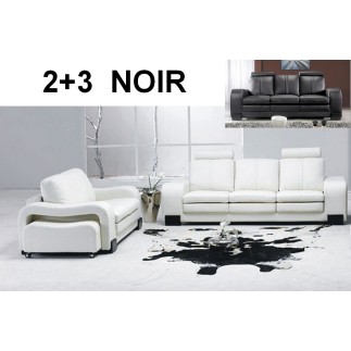 Ensemble de 2 canapés RELAXO: 3 places et 2 places cuir Prestige haut De gamme italien vachette Vénésetti : NOIR - Vénésetti,