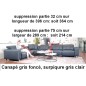 Canapé d'angle cuir buffle italien de luxe avec 2 relax électriques MONTE CARLO gris foncé et surpiqure gris clair, angle gauche