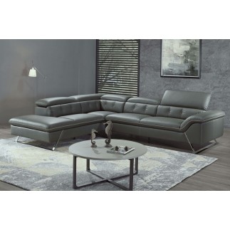 1er paiement de la commande XQ8F02190009, Canapé d'angle en cuir de buffle italien de luxe 5/6 places vida, gris foncé, angle ga