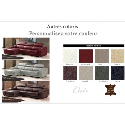 1er paiement de la commande YPK002201738, canapé d'angle en cuir buffle italien de luxe 6/7 places bellaligna, noir, angle gauch