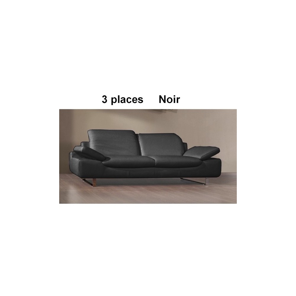 1ER PAIEMENT DE LA COMMANDE Canapé TORINO en cuir haut de gamme italien, Canapé 3 places, Noir N°366 - Casanoti, 6x sans frais,