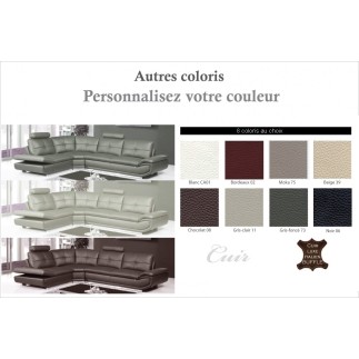 1er paiement de la commande VTO202261542, Canapé d'angle en cuir buffle italien de luxe 6/7 places BELLALIGNA, blanc, angle droi