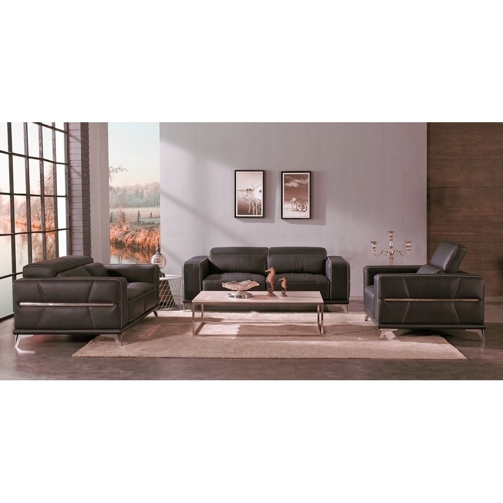 Ensemble Canapé 3 places et 2 places et fauteuil 1 place en cuir italien buffle VEGA, chocolat avec surpiqure blanche Ensemble Canapé 3 places et 2 places et fauteuil 1 place en cuir italien buffle VEGA, chocolat avec surpiqure blanche