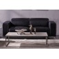 Ensemble Canapé 3 places et 2 places et fauteuil 1 place en cuir italien buffle VEGA, noir avec surpiqure blanche Ensemble Canapé 3 places et 2 places et fauteuil 1 place en cuir italien buffle VEGA, noir avec surpiqure blanche