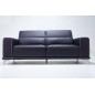 Ensemble Canapé 3 places et 2 places et fauteuil 1 place en cuir italien buffle VEGA, noir avec surpiqure blanche Ensemble Canapé 3 places et 2 places et fauteuil 1 place en cuir italien buffle VEGA, noir avec surpiqure blanche
