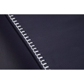 Ensemble Canapé 3 places et 2 places et fauteuil 1 place en cuir italien buffle VEGA, noir avec surpiqure blanche