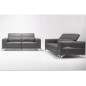 Ensemble Canapé 3 places et 2 places en cuir italien buffle VEGA, gris foncé avec surpiqure blanche Ensemble Canapé 3 places et 2 places en cuir italien buffle VEGA, gris foncé avec surpiqure blanche