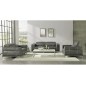 Ensemble Canapé 3 places et 2 places et fauteuil 1 place en cuir italien buffle VEGA, gris foncé avec surpiqure gris clair Ensemble Canapé 3 places et 2 places et fauteuil 1 place en cuir italien buffle VEGA, gris foncé avec surpiqure gris clair