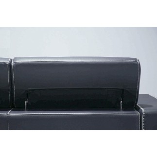 Ensemble Canapé 3 places et 2 places et fauteuil 1 place en cuir italien buffle VEGA, gris foncé avec surpiqure gris clair