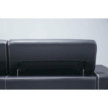 Ensemble Canapé 3 places et 2 places et fauteuil 1 place en cuir italien buffle VEGA, gris foncé avec surpiqure gris clair