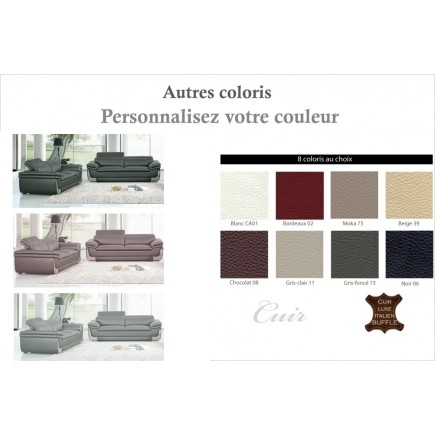 Solde de paiement de la commande ENHS03041711, Ensemble canapé 3 places et 2 places en cuir italien buffle italina, gris clair a