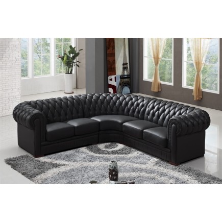 1er paiement de la commande WGD103052211 , Canapé d'angle en cuir italien 6/7 places bijou, noir. 6x sans frais. Total 1735,00 €