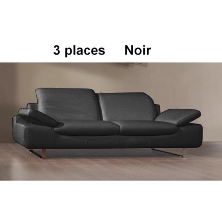 Récapitulatif de votre commande de canapé torino en cuir haut de gamme italien, canapé 3 places, noir n°366 - Casanoti, 6x sans