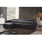 Canapé d'angle convertible en cuir épais de buffle italien de luxe 5 places anthony, noir, et surpiqure noire, angle gauche, 4x