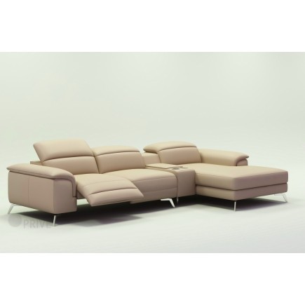1er paiement de la commande: Canapé d'angle en cuir italien 5 places RELAXIA, beige , angle droit, 6x sans frais, total 2376,00