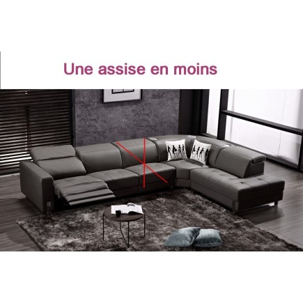 Canapé d'angle en cuir de buffle italien SUR MESURE RELAXZEN, une assise en moins de 73 cm sur la longueur, sur demande du clien