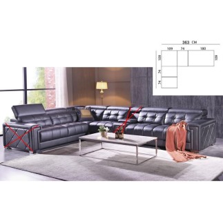 1er paiement de la commande : Canapé d'angle en cuir de buffle italien de luxe 6/7 places, PRESTIGIA, personnalisé sur mesure 36
