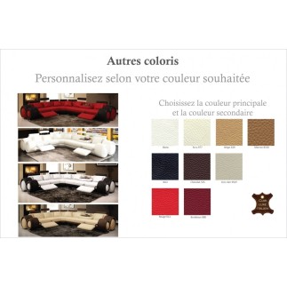 Solde de paiement de la commande, Canapé d'angle en cuir italien 5/6 places petit excelia, personnalisé , angle gauche, rouge, r