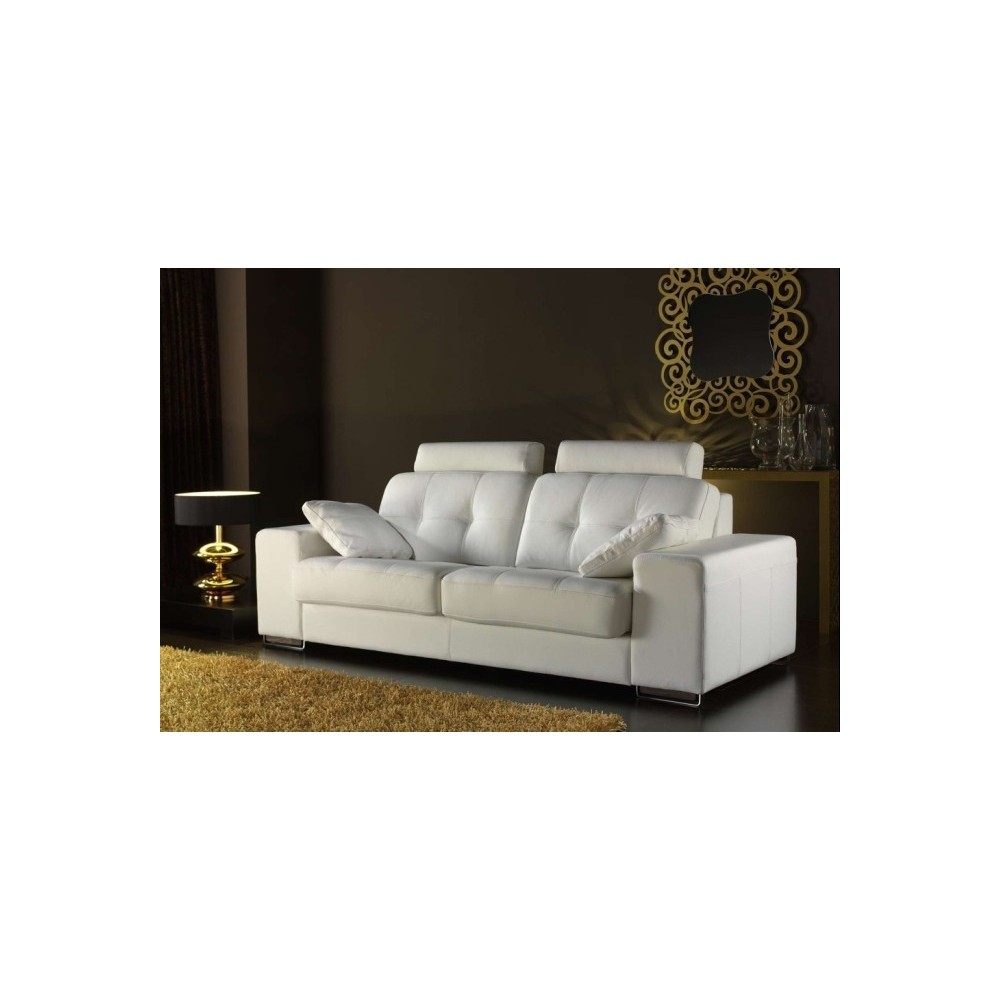 Canapé PALM BEACH, 3 places en cuir haut de gamme italien Vénésetti , couleur ECRU, AVEC 2 APPUIE TETE, 6x sans frais, total 106