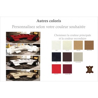 Solde de paiement de la commande: Canapé d'angle en cuir italien 5/6 places petit excelia, , angle droit, gris foncé et rouge, 6