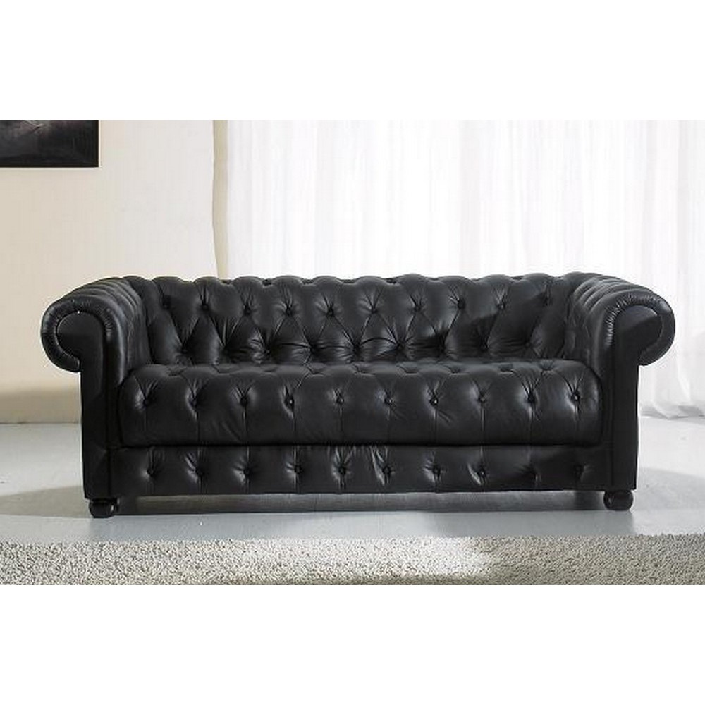 Canapé 3 places en 100% TOUT cuir italien CHESTERFIELD SELECT, noir Canapé 3 places en 100% TOUT cuir italien CHESTERFIELD SELECT, noir