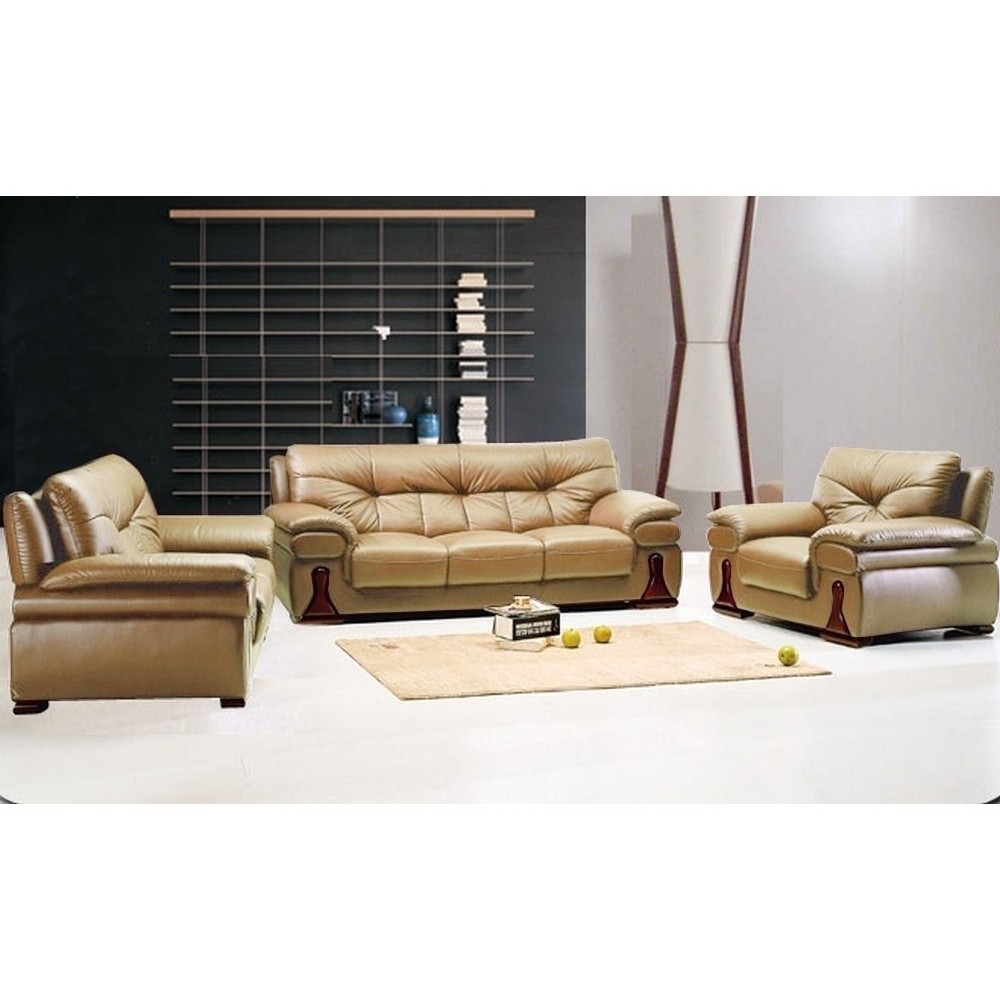 Ensemble OXFORD 3 pièces: composé d'un canapé 3 places + 2 places + fauteuil en cuir luxe italien vachette, beige