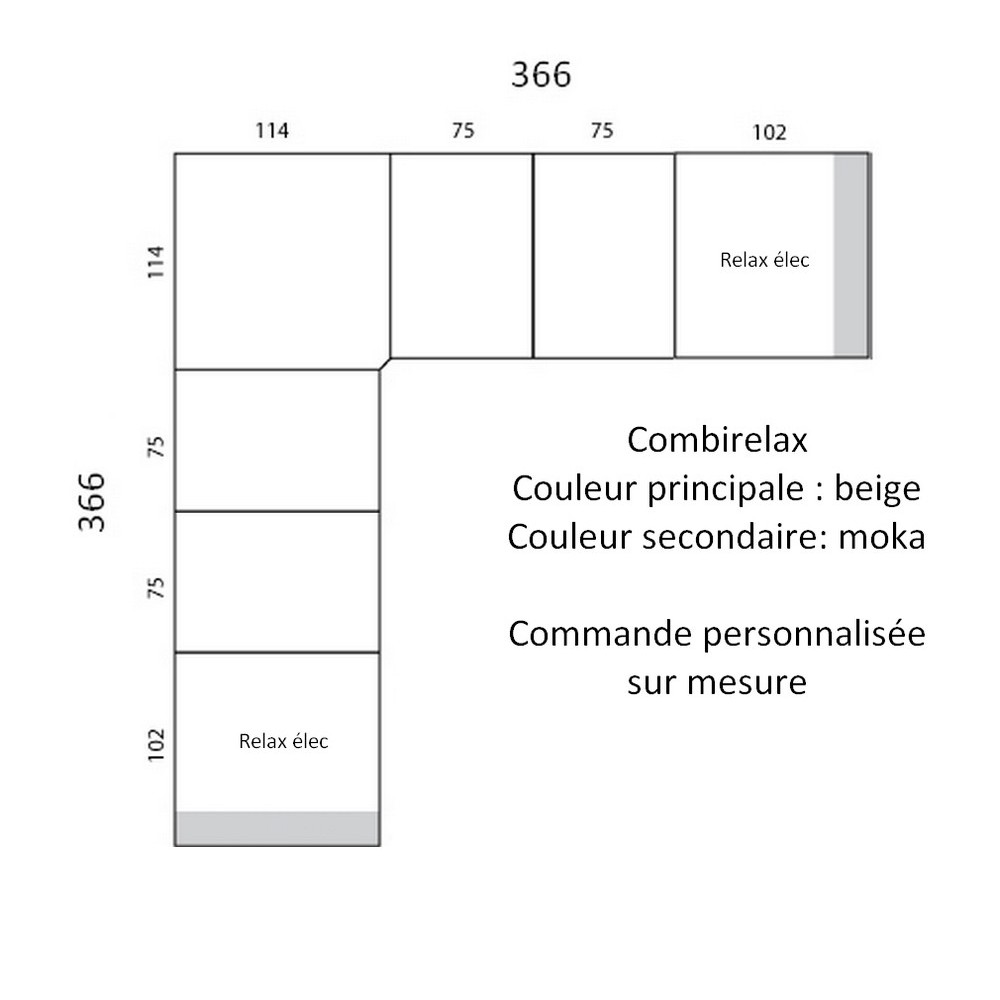 Solde de paiement commande canapé d'angle 2 relax électriques cuir buffle italien luxe combirelax, sur mesure personnalisé sur d